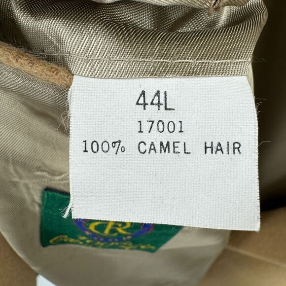 CLUB ROOM Vintage 100% Camel Hair Tan 2 Button Blazer Jacket Size 44L Long - Picture 8 of 8